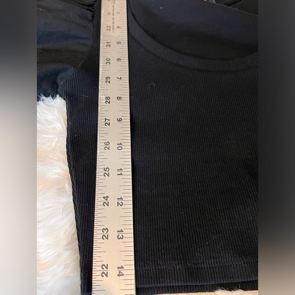 Zara Ribbed Puff Sleeve Crop Stretch Black Size Small - Picture 4 of 5